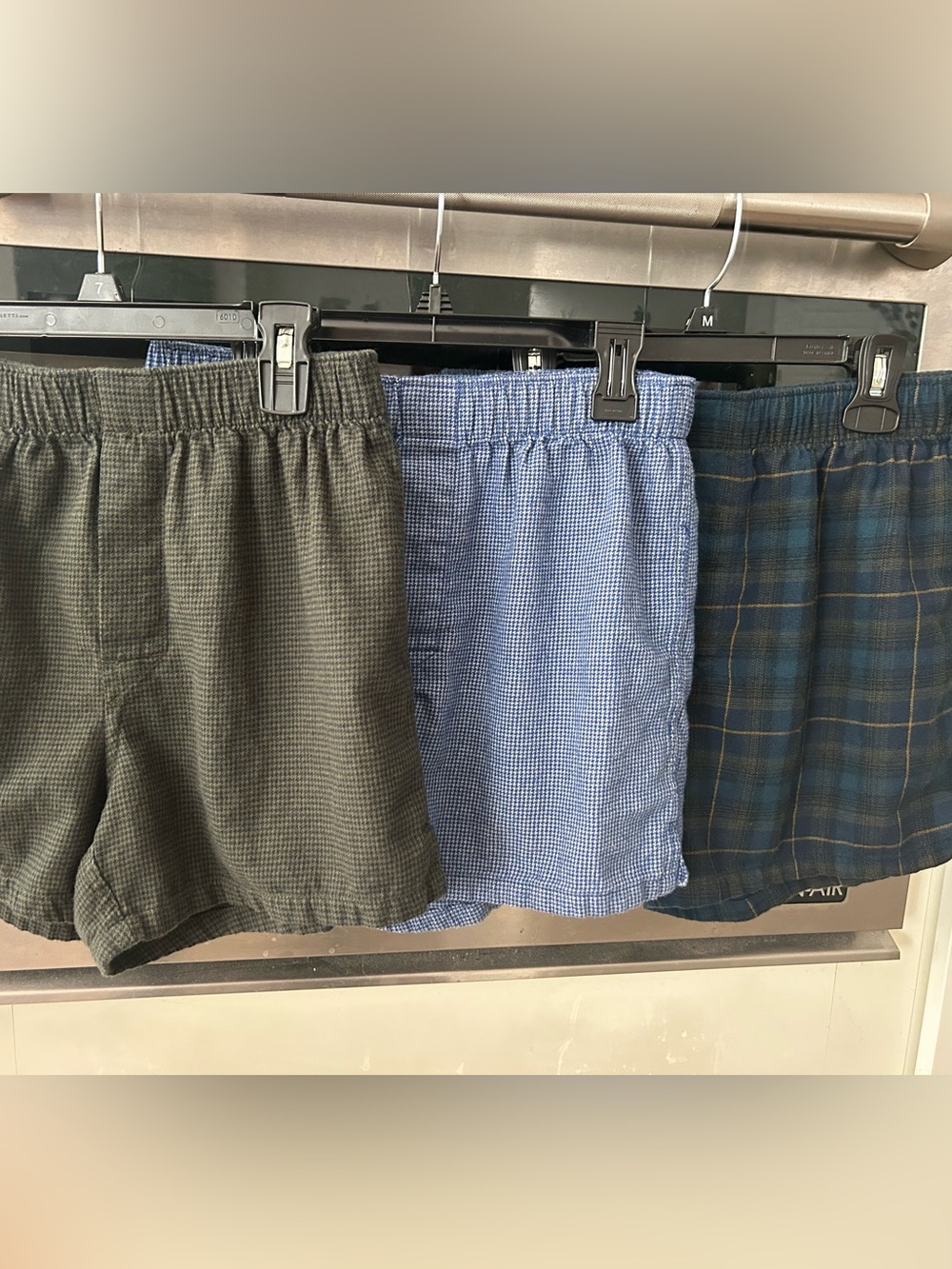 Banana Republic Men's Boxer Shorts Trio - Olive, Light Blue, Navy Plaid 28-30